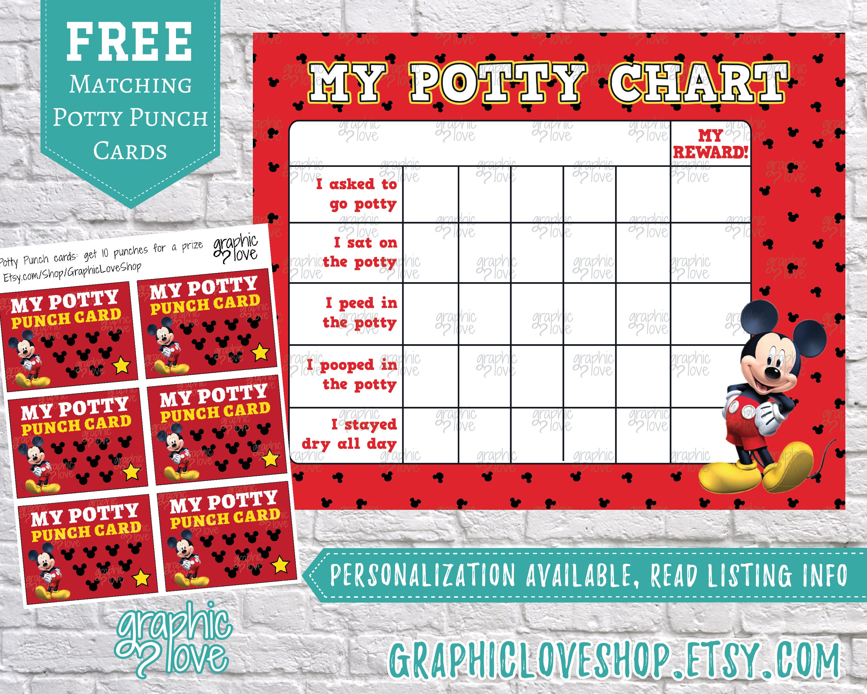 Printable Mickey Mouse Potty Training Chart FREE Punch Cards