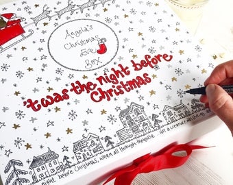 Christmas Eve Box. Hand Illustrated. Christmas Present. Bespoke & Personalised. Keepsake Box. Memory Box. Unique Christmas Gift.
