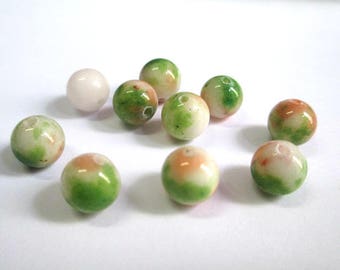 10 pearls white green salmon natural jade 8mm (5)