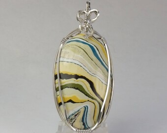 Wire wrap Fordite agate cab, Motor Agate cab, Detroit agate cab Fordite jewelry Fordite Focal stone Detroit agate jewelry psychedelic cab