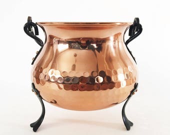 Copper Planter. French Antique Copper Pot. Cache Pot En Cuivre. Vintage Copper Cauldron. Villedieu. Planter. French Country. Jardinière