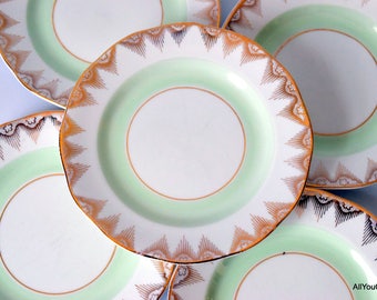 China Dessert Plates, Geometric China Pattern, Vintage Bone China, Vintage Dessert Plates, Vintage Wedding China, Vintage Tea Party, 1950 s