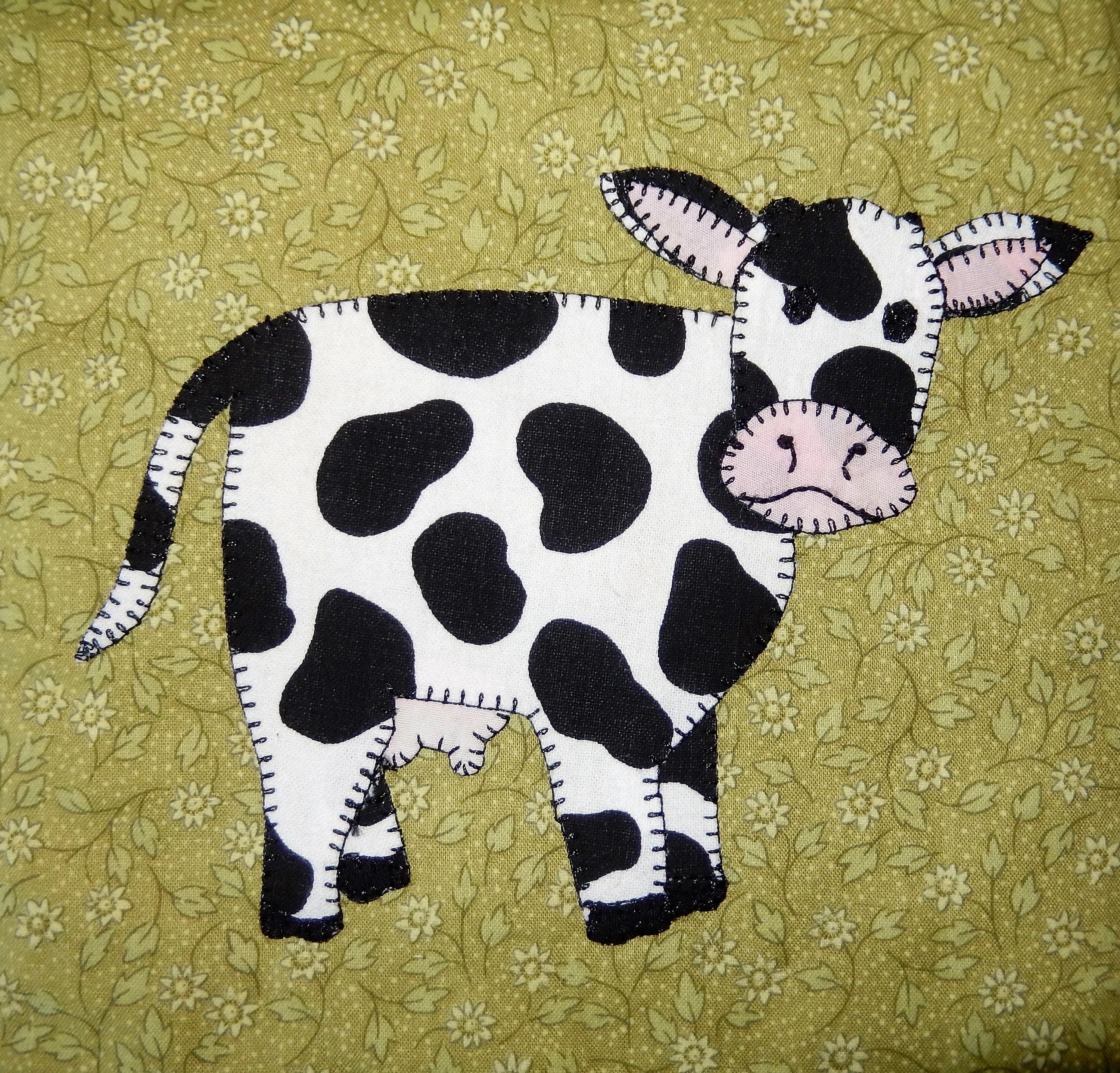 Farm animal applique PDF baby quilt pattern shoo fly block