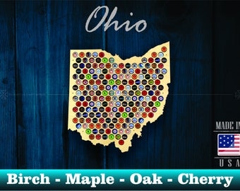 Ohio Beer Cap Map OH - Unique Christmas Gift - Beer Cap Holder Beer Cap Display Gift for Him Wedding Gift Fathers Day Birthday