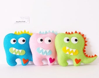 Tooth Fairy Pillow – Boys Tooth Fairy Pillow – Personalized Tooth Pillow - Dinosaur Plush – Teeth Fairy – Lost Tooth - Gifts Under 30