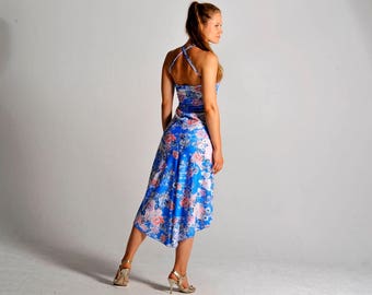 LUCERO flow dress in sky blue print - sizes XS/S/M