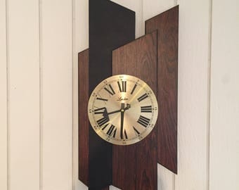 Vintage Modern Wall Clock Mid Century Abstract Architectural