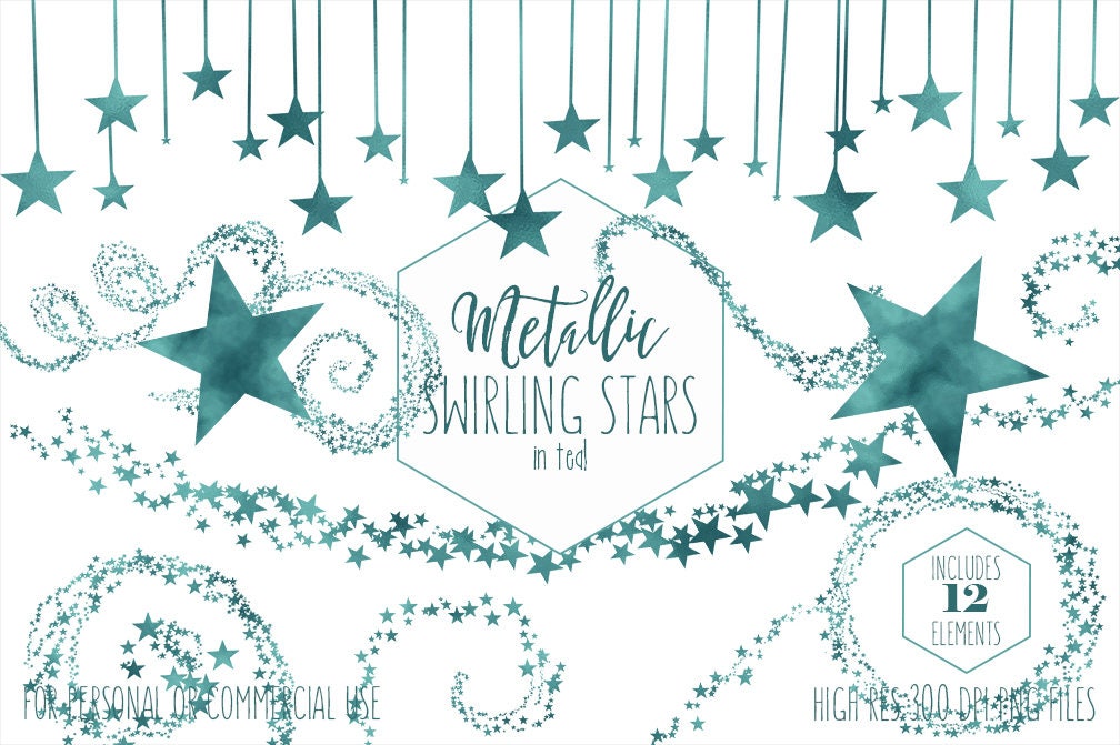 TEAL STAR CLIPART Commercial Use Birthday Clip Art Teal ...