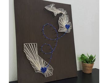 Two State String Art - Florida Wall Art - Oregon Wood Sign - String Art - State Hearts - State String Art - State Shape Decor - State Shapes