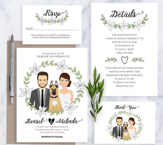 Custom Illustrated Wedding Invitations 1