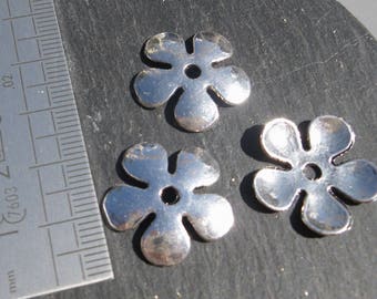 4 X silver plated flower bead caps