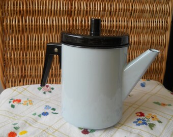 Enamel Coffee Kettle. Soviet Blue Coffee Pot. Enamel Can. Enamel Teapot. Enamelware. Soviet Dishes. Russian Kitchen. Soviet Era. Rustic Home