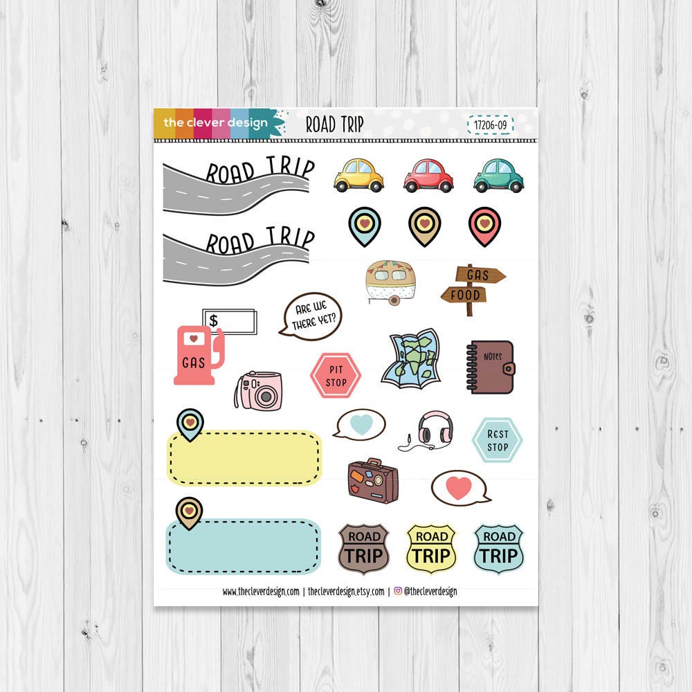 road trip happy planner stickers