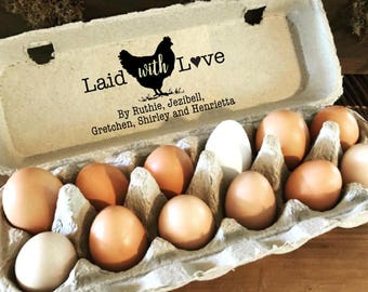 Chicken Egg Carton Stamp - Laid With Love Carton - Chicken Coop Sign - Custom Egg Cartons - Chicken Name Stamp - Backyard Chicken Stamper