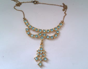 vintage light blue stone pendant necklace