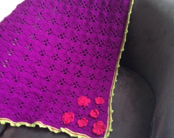 Couverture Vintage 1960 Faite Main – Carrés Granny Crochet, 48x32 Pouces, Marron