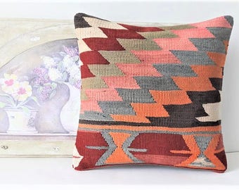 Sofa pillow, vintage kilim pillow, living room decoratioon, wool cushion cover
