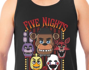 New FNAF Five Nights at Freddy's Multi-Character Men's Tank Top T-Shirt Unisex Tanks Adult Sizes