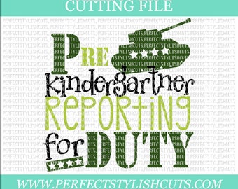 Reporting For Duty PreK SVG, DXF, EPS, png Files for Cutting Machines Cameo & Cricut - Back To School Svg, 1st Day Of School Svg, Kinder Svg