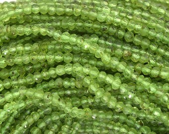 3mm faceted green peridot rondelle beads 14" strand S3 35334