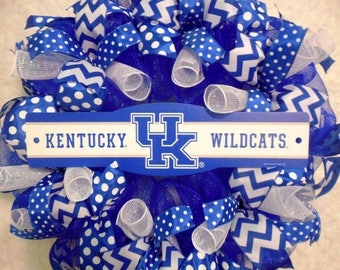 XMAS in JULY SALE-15%off University of Kentucky Wreath, U of K Wreaths, University of Kentucky, University of Kentucky Decor, Wildcats wreat