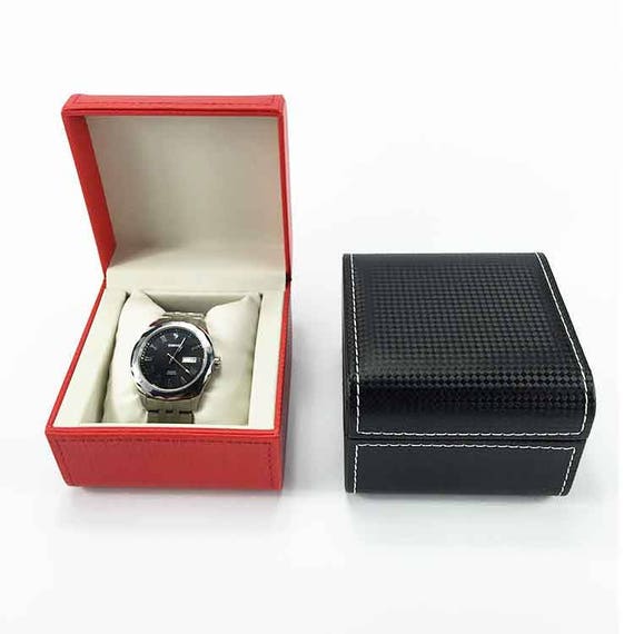 Black Red Watch Box/Gray Velvet Gift Boxes/PU Watches Package