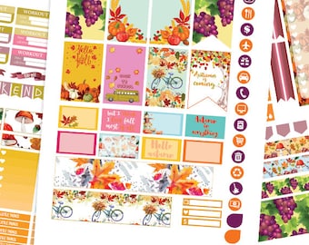 Fall Planner Stickers Printable, Autumn Planner Stickers HAPPY PLANNER STICKERS Weekly Kit,September Happy planner Kit, Instant download