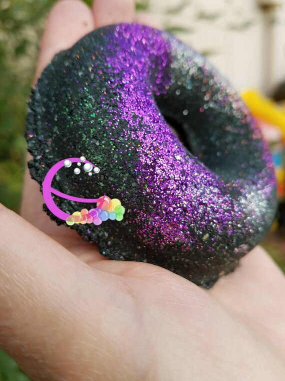 Disco Black Bath Bomb Donuts. Black Sparkle Bath Bombs. Black