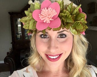 Moana Inspired Flower Crown, Moana Headpiece, Moana Costume, Moana headband, Moana Birthday Party