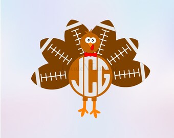 Football monogram svg, Turkey monogram svg, Thanksgiving monogram svg. Cutting file for Silhouette and Cricut. SVG, DXF, PNG.