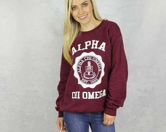 Alpha Chi Omega Harvard Design Sweatshirt in Maroon