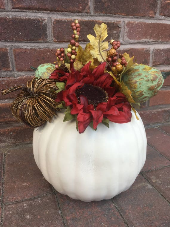 White Pumpkin Floral Arrangement Floral Pumpkin Arrangement