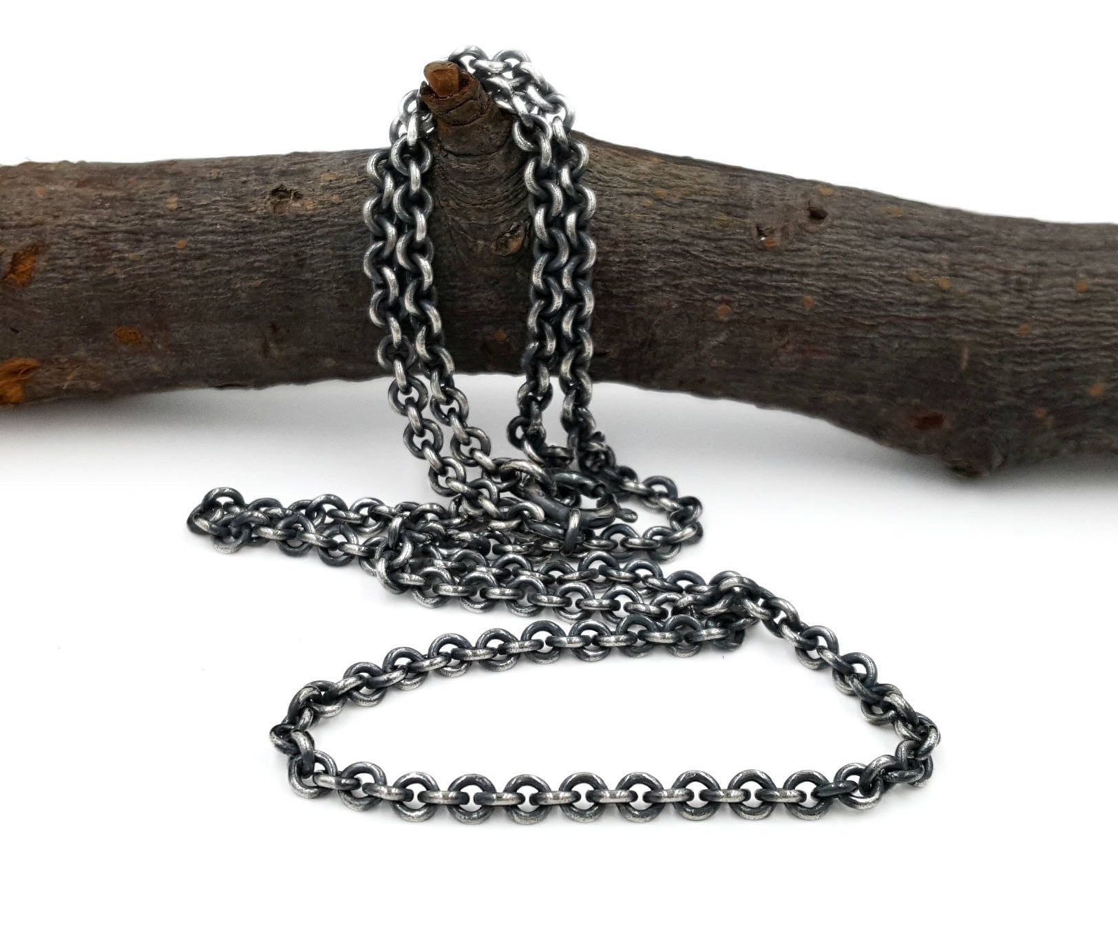 Silver Mens Chain 925 Silver Necklace man's gift rustic