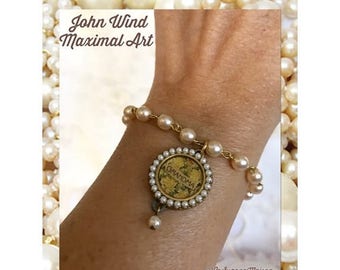 SALE Vintage Maximal Collectible Handcrafted Jewelry / Handcrafted Bracelet With Coin Char "Grandma" / John Wind from Maximal Art