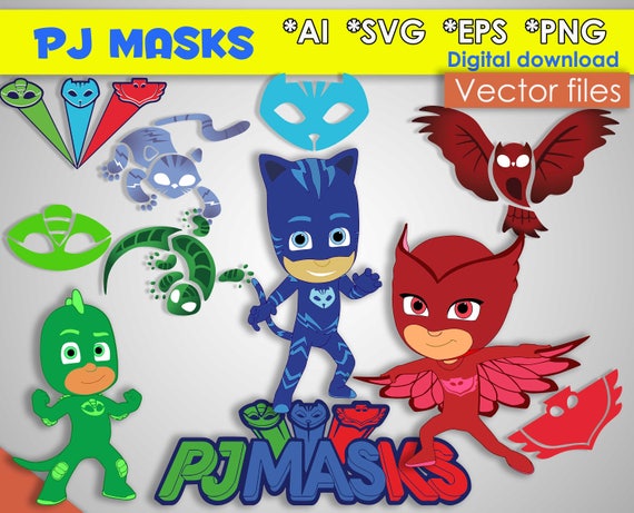 Download PJ masks SVG png EPS Ai vector files Digital masks clipart
