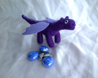 Needle felted "larger" dragon with treasure