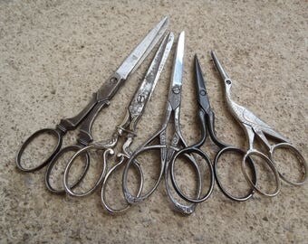 Collection of old scissors , shears - embroidery / ciseaux necessaire - Sammlung alter Scheren !