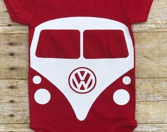 Vintage Volkswagon Van Bodysuit Infant Baby Shower Gift Cute Boy Girl Car Hippy