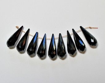 Natural Black Garnet Faceted Teardrop Briolette Loose Beads 20x6mm, January Birthstone, Natural Garnet Beads, Semi precious Gemstone Beads