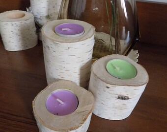 Birch candle holder, wood candle holder, Home decor, Rustic wedding decor, Wooden tea light holder. Wooden wedding decor, wood candle holder