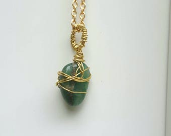 Unakite stone pendant wire wrapped necklace unique nature
