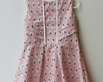 Girl pink floral sleeveless feather dress