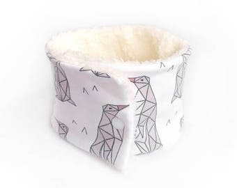 Snood scarf neck baby / child - organic cotton - model penguins.