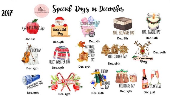 Special days in december wacky holiday stickers fordecember