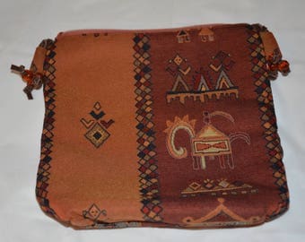 Indian Pattern Shoulder Bag with leather strap