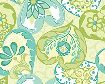 1 yard Carina Heart to Heart light Blue green quilt cotton from Amanda Murphy for Contempo fabrics