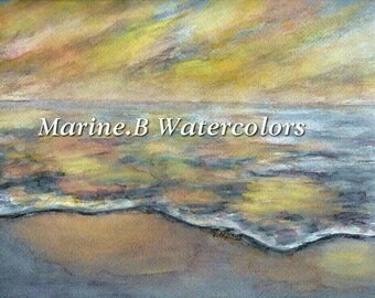Watercolor Ocean /Beach Art Print 8 x 10 in