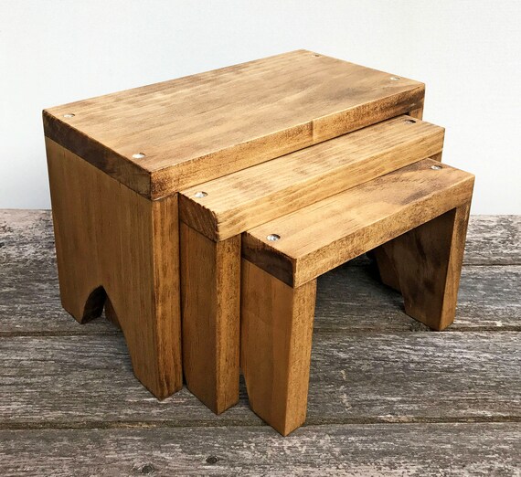 Wood Display Risers Stacking Product Display Compact