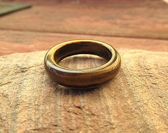 Tigers eye ring solid gemstone band solid gemstone ring tigers eye band solid tigers eye ring Witchcraft Wicca pagan New Age gift.