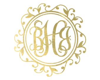 Foil Gold | Chrome Gold | Gold Monogram | Foil Gold Monogram | Foil Gold Monogram Decal | Gold Ornate Monogram | Ornate Monogram | Monogram
